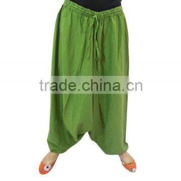 Green MENS COTTON HAREM PANT TROUSER FISHERMAN BAGGY Loose YOGA BOHO Rope GYPSY PANTS