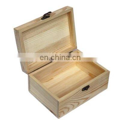 Rectangular wooden gift packing box with hinged lids