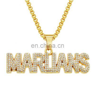 2019 great sale cz tennis chain iced out diamond letter pendant necklace