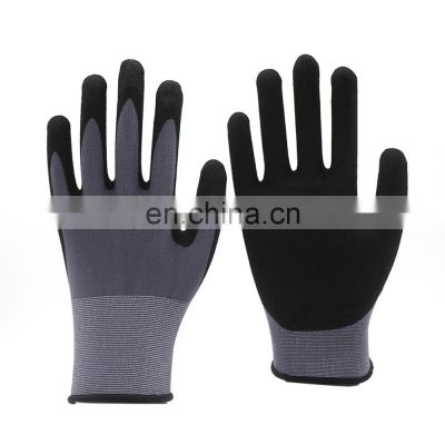 15G Nylon Spandex Stealth Vapor Gloves Non-taintable Nitrile Sandy Coating Gloves Nitrile Coated Work Gloves For Car Repairs