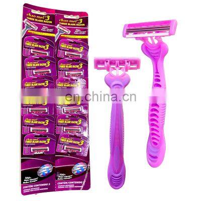 Custom oem china disposable shaver 3 blade durable and safe shaver with high quality