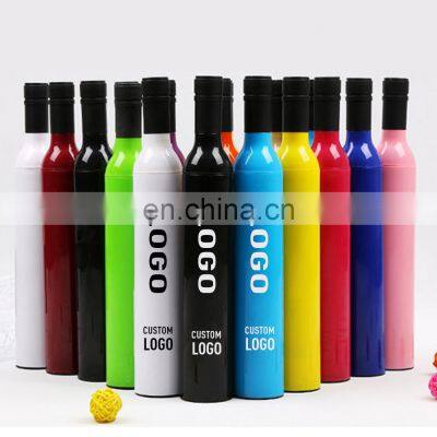 Promotion Gifts Customized Logo, Manual Open Uv Protection Adorable 3 Folding Wine Bottle Umbrella/