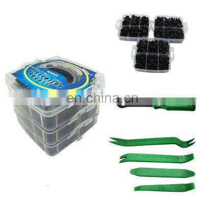 620PCS Auto Fastener Clip Body Push Pin Rivet Door Trim Panel Retainer Kit+5removal Tool Plastic Box HE132+5RT Colorful YILUSHUN