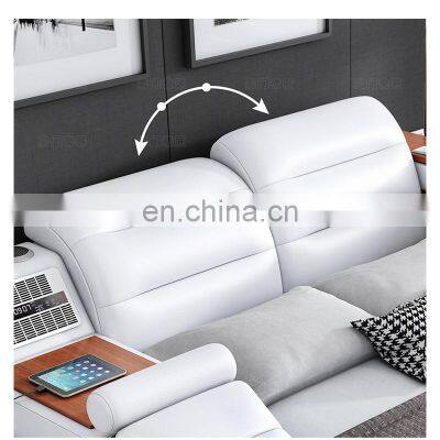 Smart leather Fabric Bed with Storage Box function Modern Bedroom Furniture set Chestrfield Style speaker USB charger Beds