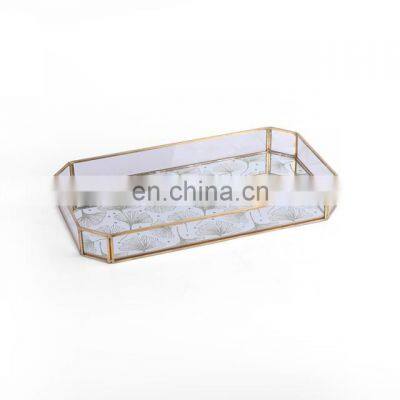 K&B wholesale modern 2020 new hot hotel metal and glass tray with flower bottom