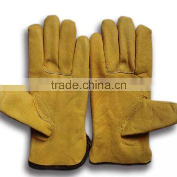 cow grain leather protective drivers driving gloves with full lining