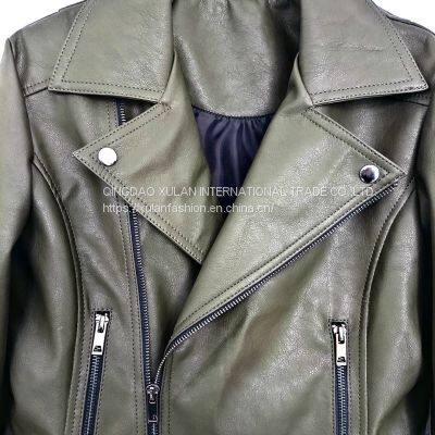 Women's Faux Leather Jacket Motocycle Biker PU Jacket photo-3