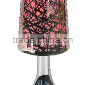 Metal Table Lamp, Hollow out Lampshade, chrome base