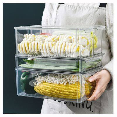 Plastic Food Storage Container Bin with Lid and Handle for Kitchen, Pantry, Cabinet, Fridge, Freezer -Organizer for Snacks, Vegetables, Pasta