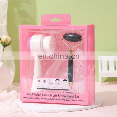 Dual Action Facial Brush Jade Roller for Massage Makeup Tools Set photo-2