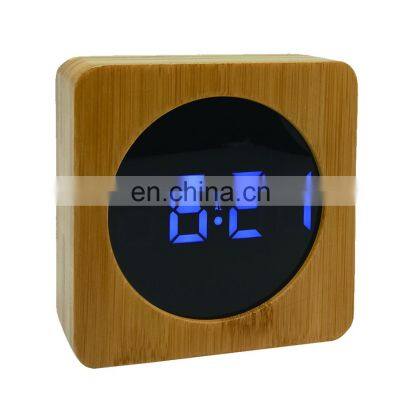 Акционный современный настольный электронный цифровой светодиодный деревянный будильник с тканевой поверхностью для гостиной современного дома photo-3