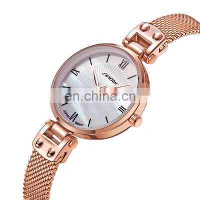 SINOBI S9818L Lady Fashional Wrist Watch Cow Leather OEM Female Watches Custom Logo Tender Rose Gold Watch