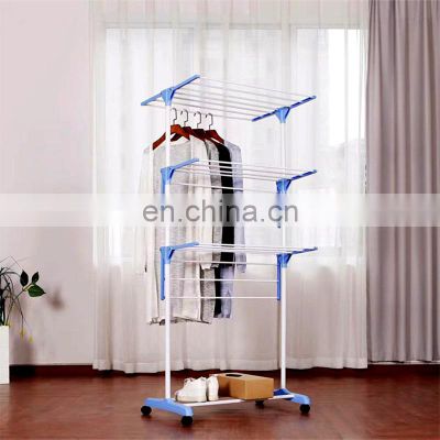 Best Selling Metal Single Pole Rolling Clothing Display Rack With Wheel