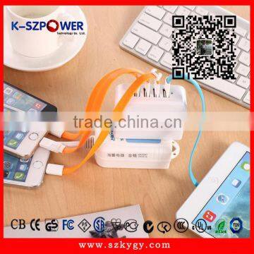 2016 G-series25W K- 054900 MFI Authorzation China Factory Made High Quality Universal 4 Port AC Home Wall Adapter Charger 5V