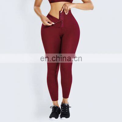 Women Hook Yoga Pants Waist Trimmer Trainer Corset Leggings