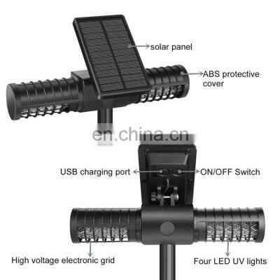 High Voltage Shock Solar Powered UV LED Waterproof Garden Mosquito Killer Light With Solar Powered USB Charging photo-3