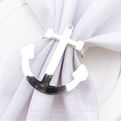 Eco-friendly Metal Gold Ship Anchor Napkin Rings Serviette Holder for Wedding Party Restaurant Home Table Decoration photo-4