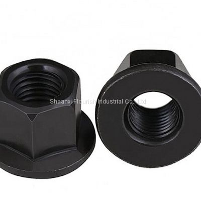 Grade 8 Black Plating M6 - M48 Hex Flange Nuts , Hex Collar Nut DIN 6331 Standard