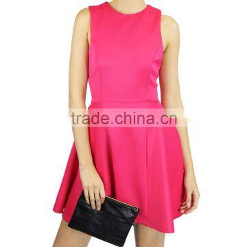 Flare Design Fashion Dress Summer Casual Dress Stretch Knitted Fabric Sleeveles evening Dress