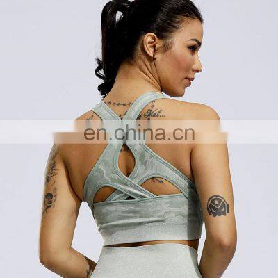 High Quality Custom Sports Bra Sexy Camouflage Seamless Yoga Bra For Women photo-4