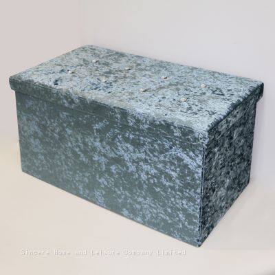 Ice Velvet Ottoman-Blue