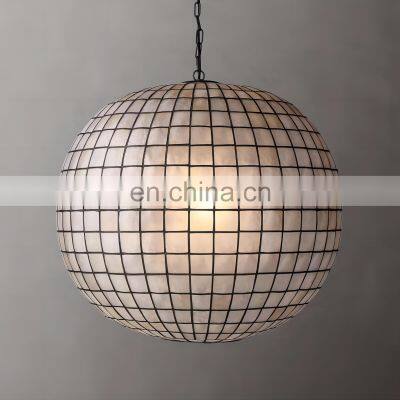 Custom Modern Luxury Capiz Serical Hanging Shell Chandelier LED Ceiling Suspension Pendant Lighting for Home Hotel or Bar