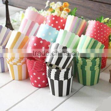 Latest White Yellow Stripe Mini Muffin Cake Cups photo-4