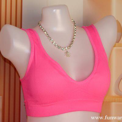 Factory Sale No Show Lingerie Set Women's 2 Piece Seamless Racerback Bra and High Waisted Underwear photo-3