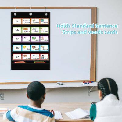 Standard Pocket Chart, Clear 5 Pockets Words Chart With Extra Storage Pocket for School Home Office Use, Word Wall and Sentence Strips photo-5