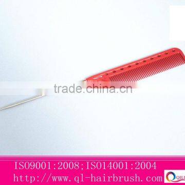 Red plastic comb, rat tail plastic hair comb