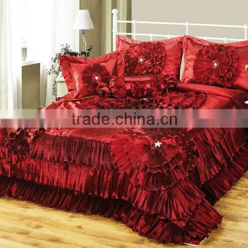 hot selling Patchwork Luxcury wedding bedding set in red color