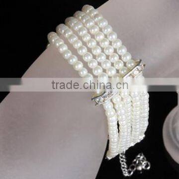 Fashion Pearl Charm Bead Bracelet Rhinestone Layers Bracelet Wholesale photo-2
