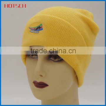 100% acrylic custom plain yellow beanies