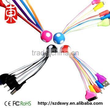 Unique LED Lighting Foodball Shape 4 in 1 USB Cable Colorful USB Data Charging Cable