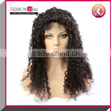 Cheap glueless lace front wig kinky curl Indian virgin hair