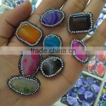 JF8593 Wholesale Sparkle crystal pave agate beads,oval,rectangle,round,teardrop