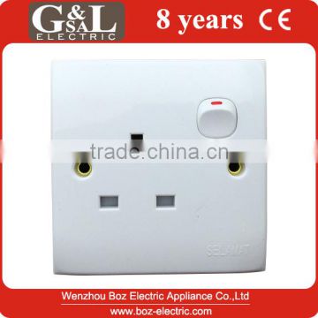 1 gang wall socket with neon/13A Switched socket with light Hot sale Wall Switch, British Standard