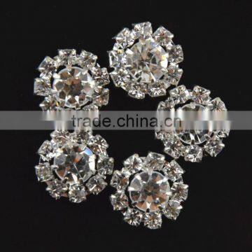20MM Wholesales Bulk Cheap Silver Plated Alloy Snowflake Crystal Rhinestone Button For Baby Girl Jewelry Garment Accessory