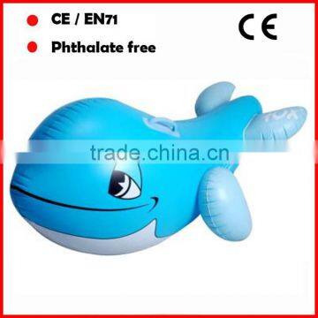 PVC inflatable dolphin with plastic handles for pool floating