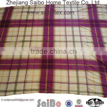 plaid printed soft warm micro plush fleece blanket in custom design