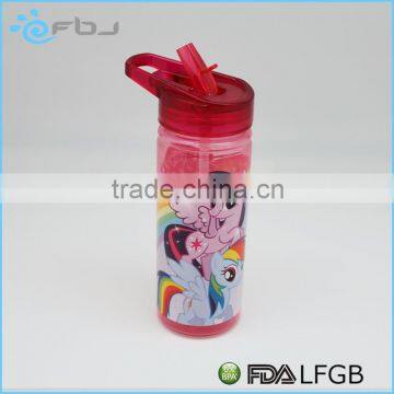 500ML Colored Cartoon Plastic Material Drinkware Type Tritan Water Bottle With Straw *