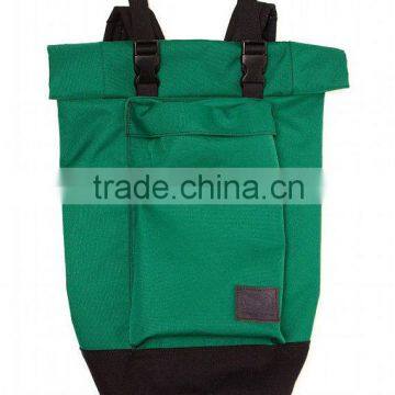 New Green/Black Zipper Roll top Backpack