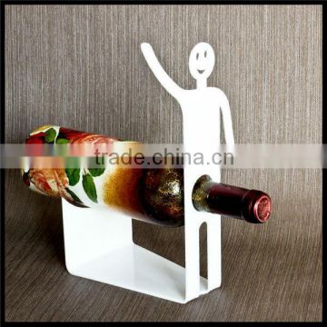 High end little man shape white acrylic wine bottle display stand