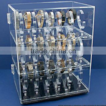 3 tiers acrylic watch display case with lock