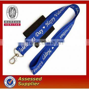 metal hook, buckle,thick flat lanyard,neck strap with silk screen printing