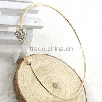 >>2016 New Design Elegant Thin Open Rhinestone Love Heart Cuff Bracelet/ photo-2