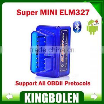 New Super Mini ELM327 Bluetooth Interface V2.1 OBD2 II Car Auto Diagnostic Tool Mini ELM 327 free shipment