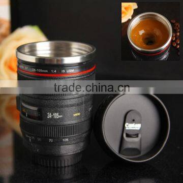 Camera lens self stirring lens coffee mug