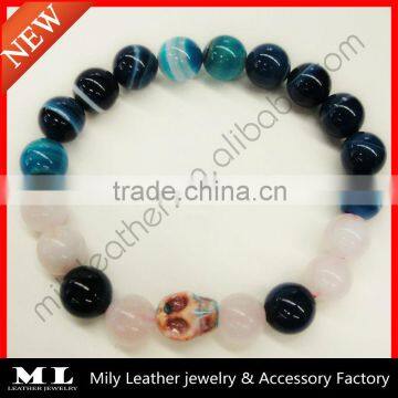 2014 Hot Sale White Black Blue Agate Handmake Bracelet MLAS-045