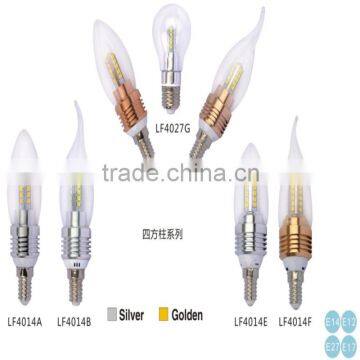 4W E27 E14 E12 E17 LED candle light bulbs glass lamp shade